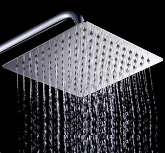 Square Stainless Steel Rainfall Showerhead. High Pressure Ultra-thin Shower Head Faucet